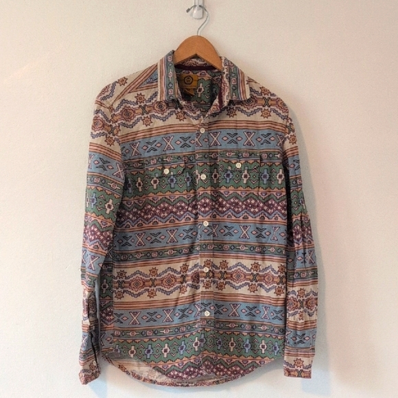 Vintage Stapleford Western Southwest Patterned Flannel Button Down Shirt sz S - Picture 1 of 9